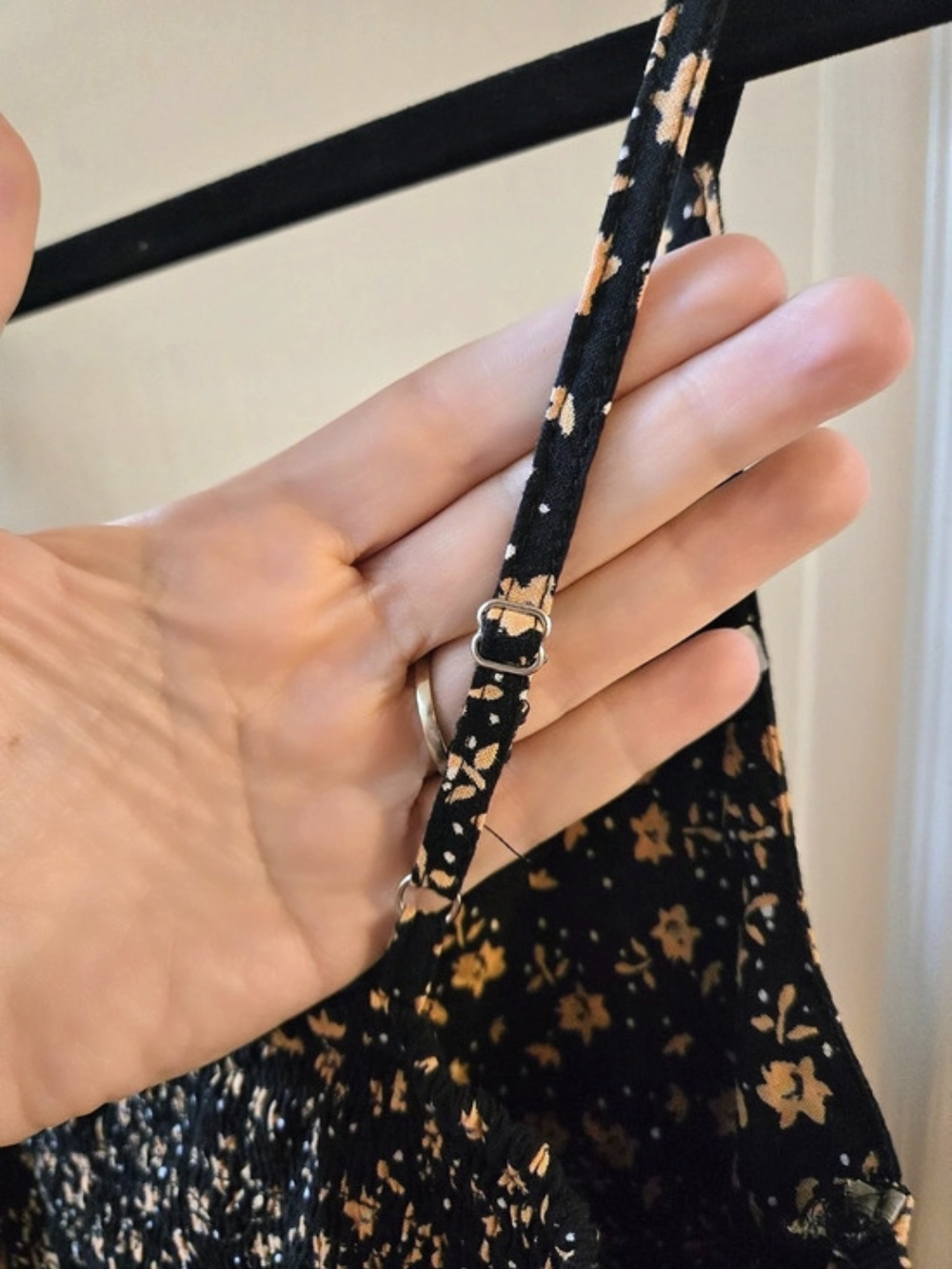 Angie Black Floral Twist Front Mini Dress Black & Orange Floral Twist Front Mini - Picture 6 of 7